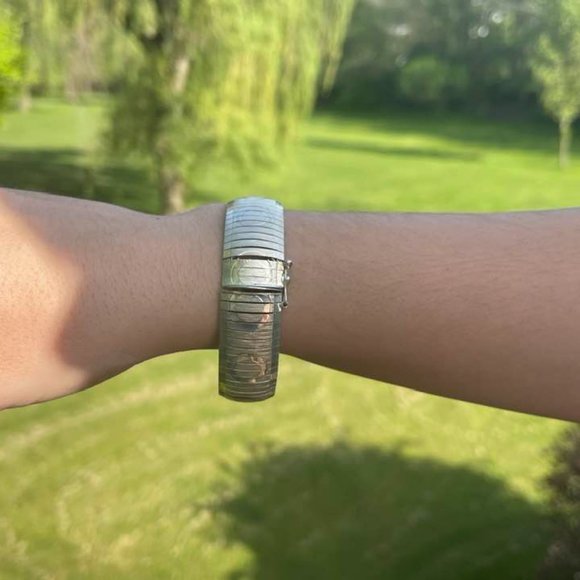 Silver bracelet ~ FLEXIBLE ~ Made in Italy - 7 inches - Picture 4 of 9